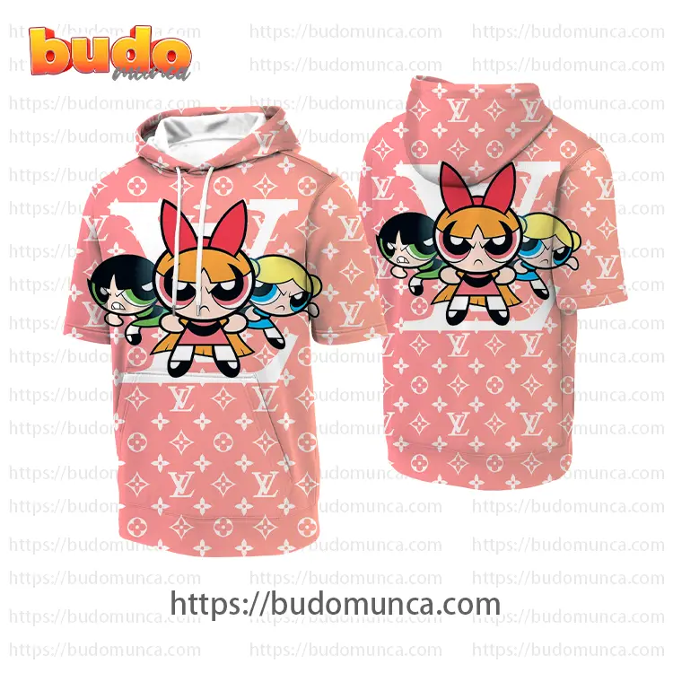 Louis vuitton and the powerpuff girls v5 hooded short sleeve t-shirt gift uninque for kid man women